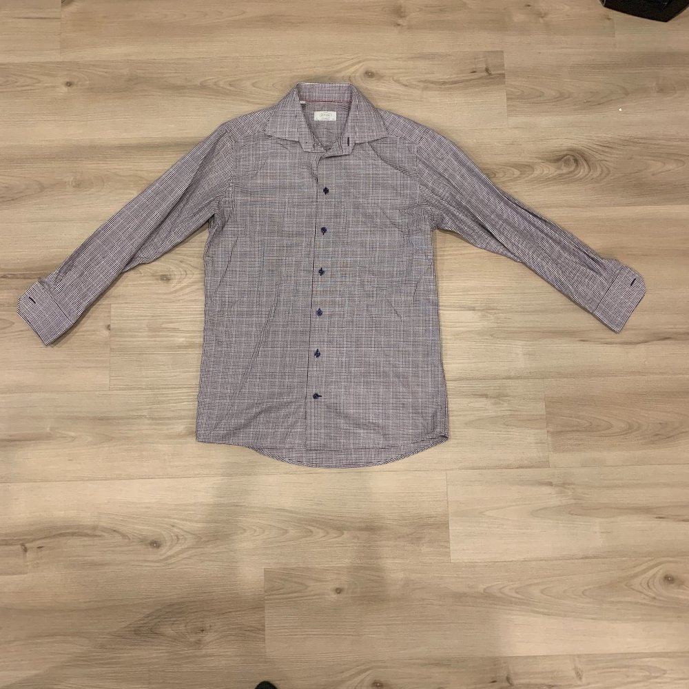 Eton Men's Luxury Button up dress shirt 39 15.5 neck missing top button